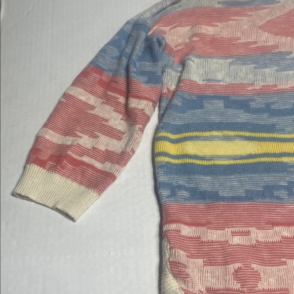 Chapss women v neck sweater Grey Blue tipped acents cotton blend size L - Picture 5 of 9